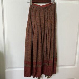Vintage Silk Midi Skirt Womens Paisley Pleated 70s Made in USA Boho Hippie
